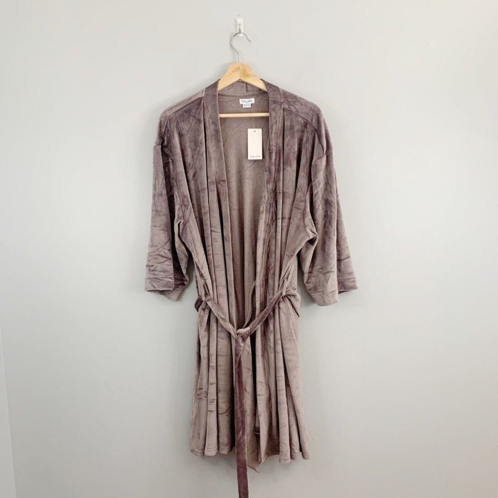 Splendid Womens Robe House Coat Plush NWT Purple Velour Belted Lounge 1X 2X 3X - Picture 1 of 14